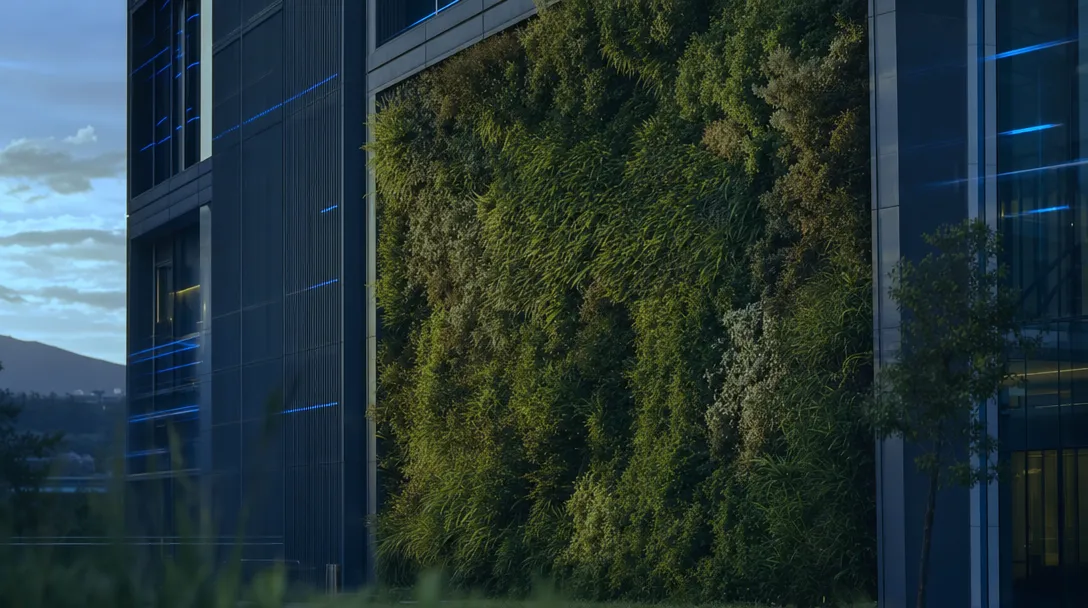 Edificio de oficinas con las luces encendidas
