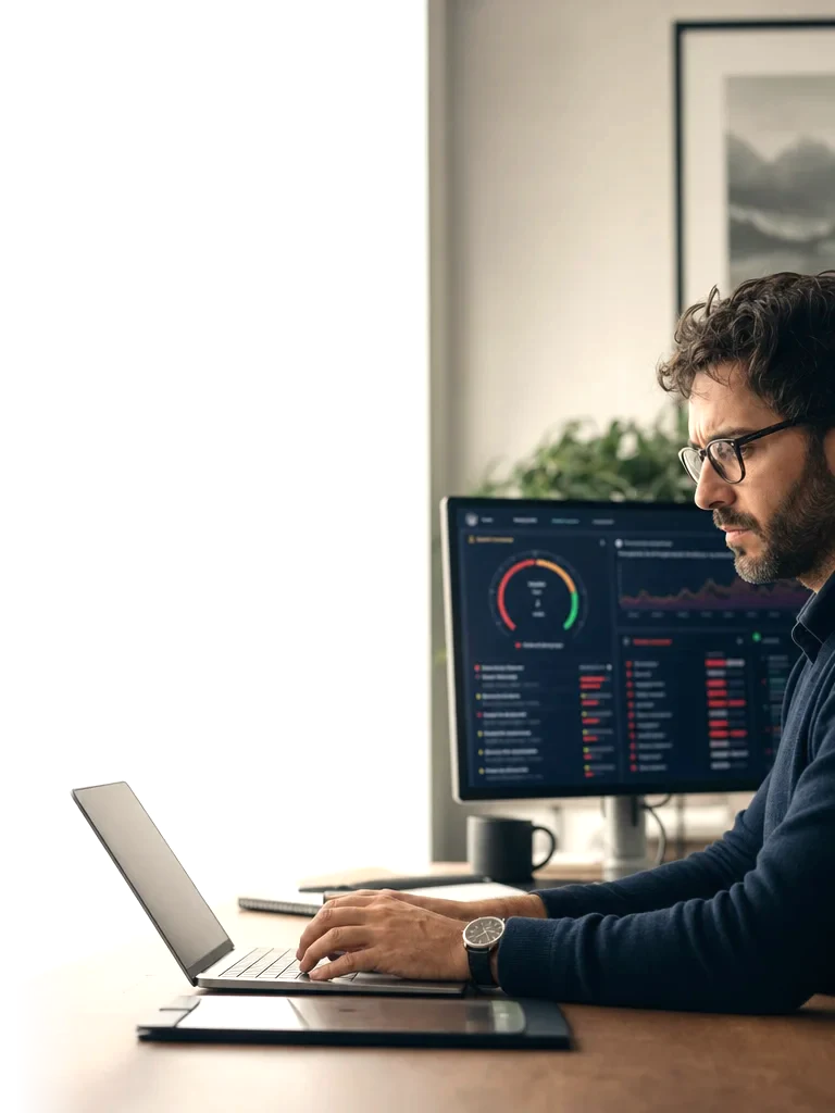Responsable de seguridad ante un panel de postura de seguridad